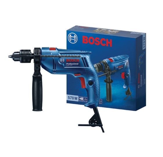 Bosch GSB 570 Professional Impact Drill – Compact Impact Drill for Drilling in Concrete, Steel, and Wood for Professional and Home Applications